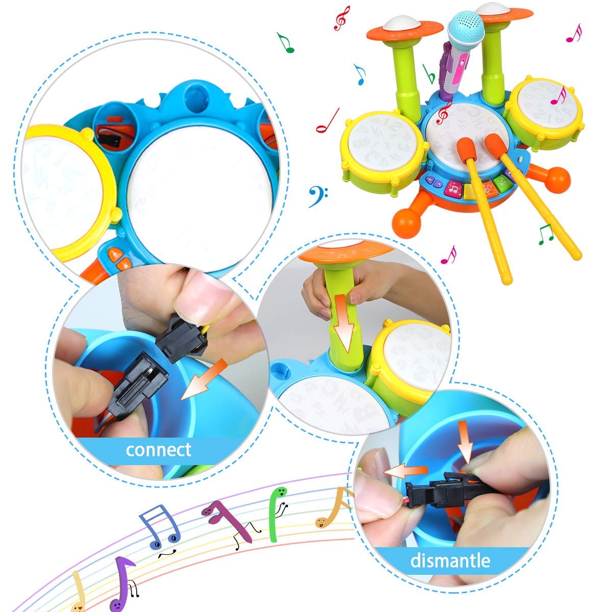Drum Set for Toddlers with microphone