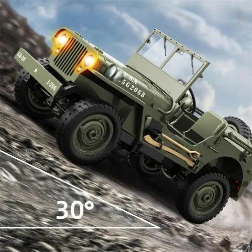 4WD RC Willys Military Truck with Metal Frame & LED Lights