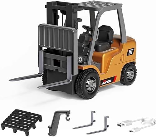 1:64 Scale Mini RC forklift| Alloy Bucket | 270° Rotation | App Control | Lights & Sound