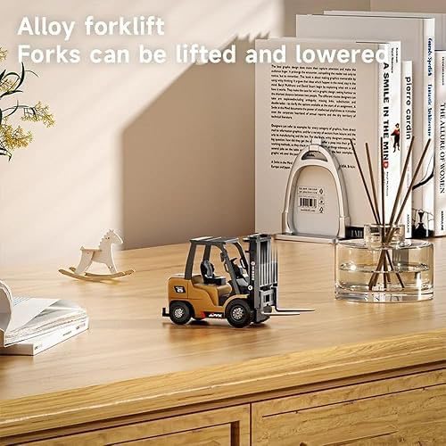 1:64 Scale Mini RC forklift| Alloy Bucket | 270° Rotation | App Control | Lights & Sound