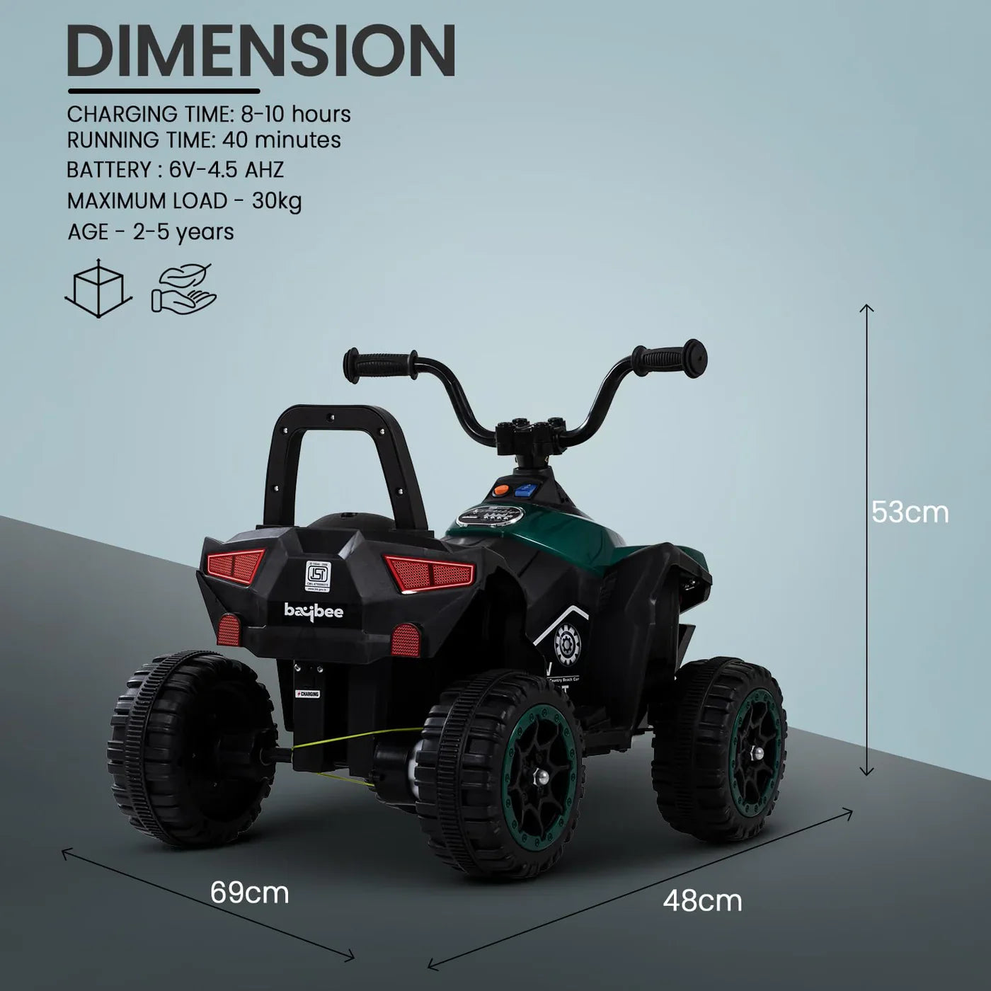 Monster ATV Rechargeable Battery Operated Electric Kids Bike  (SHINING / GREEN)