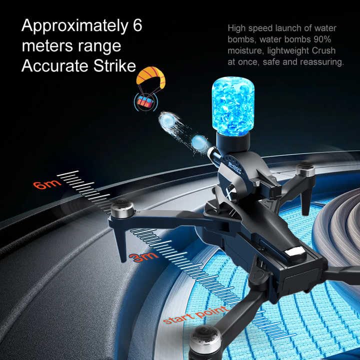 K11 Max Aerial Photography Drone with Water Bomb Launcher | 4K Triple HD Cameras | Brushless Motor | Optical Flow Positioning | Gesture Control | Real-Time HD Transmission