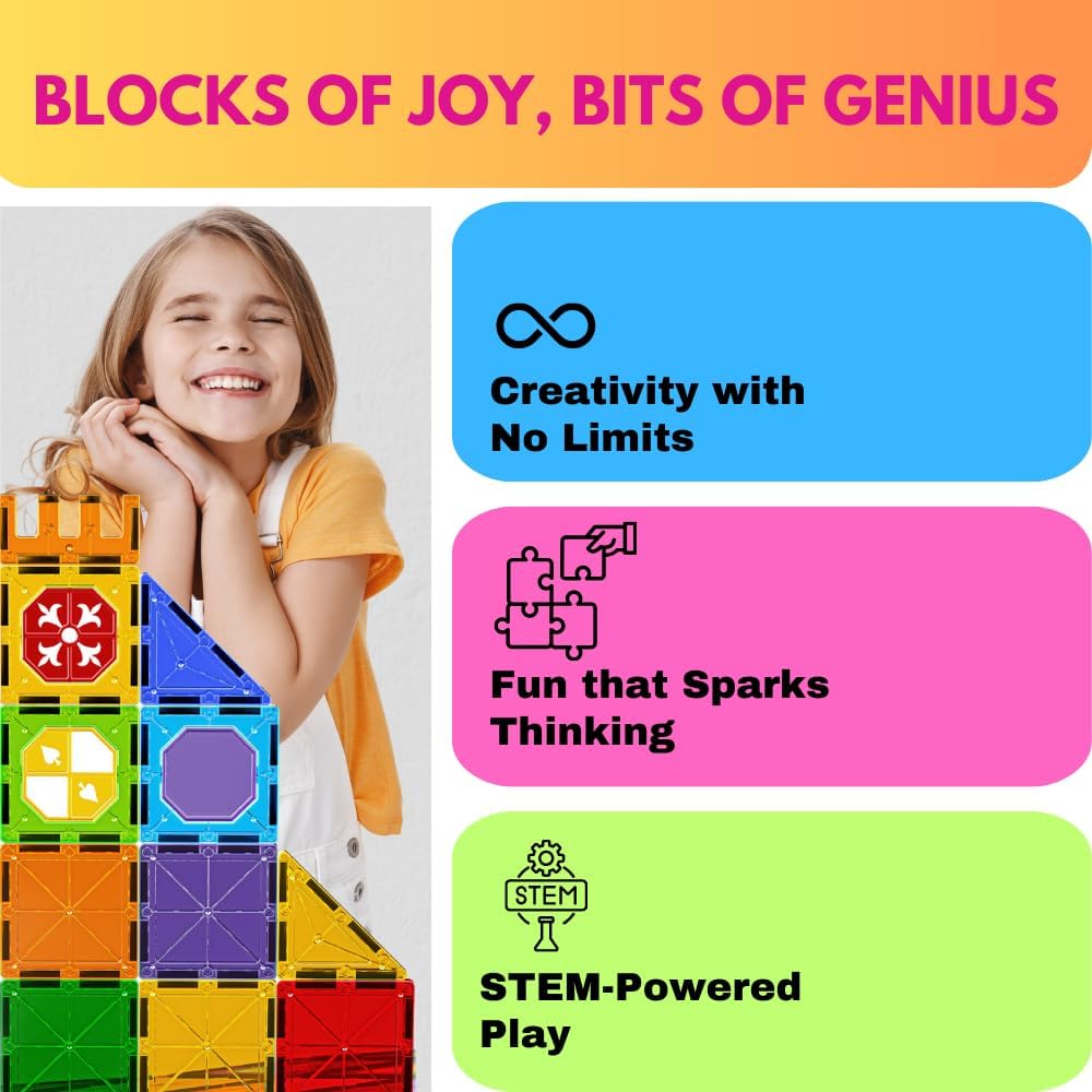 Magnetic Tiles Rolling Ball Building Blocks (100 Pcs)