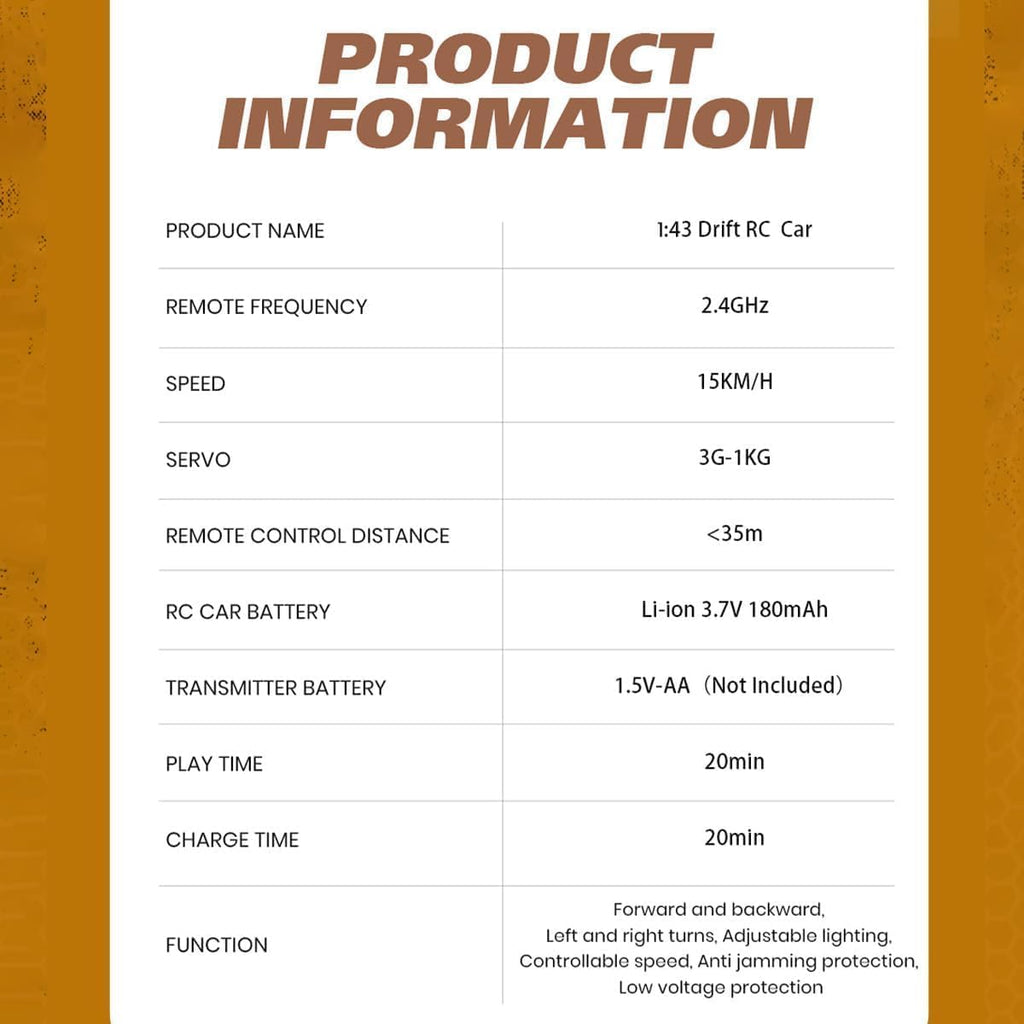 1/43 Scale RC Drift Racing Car