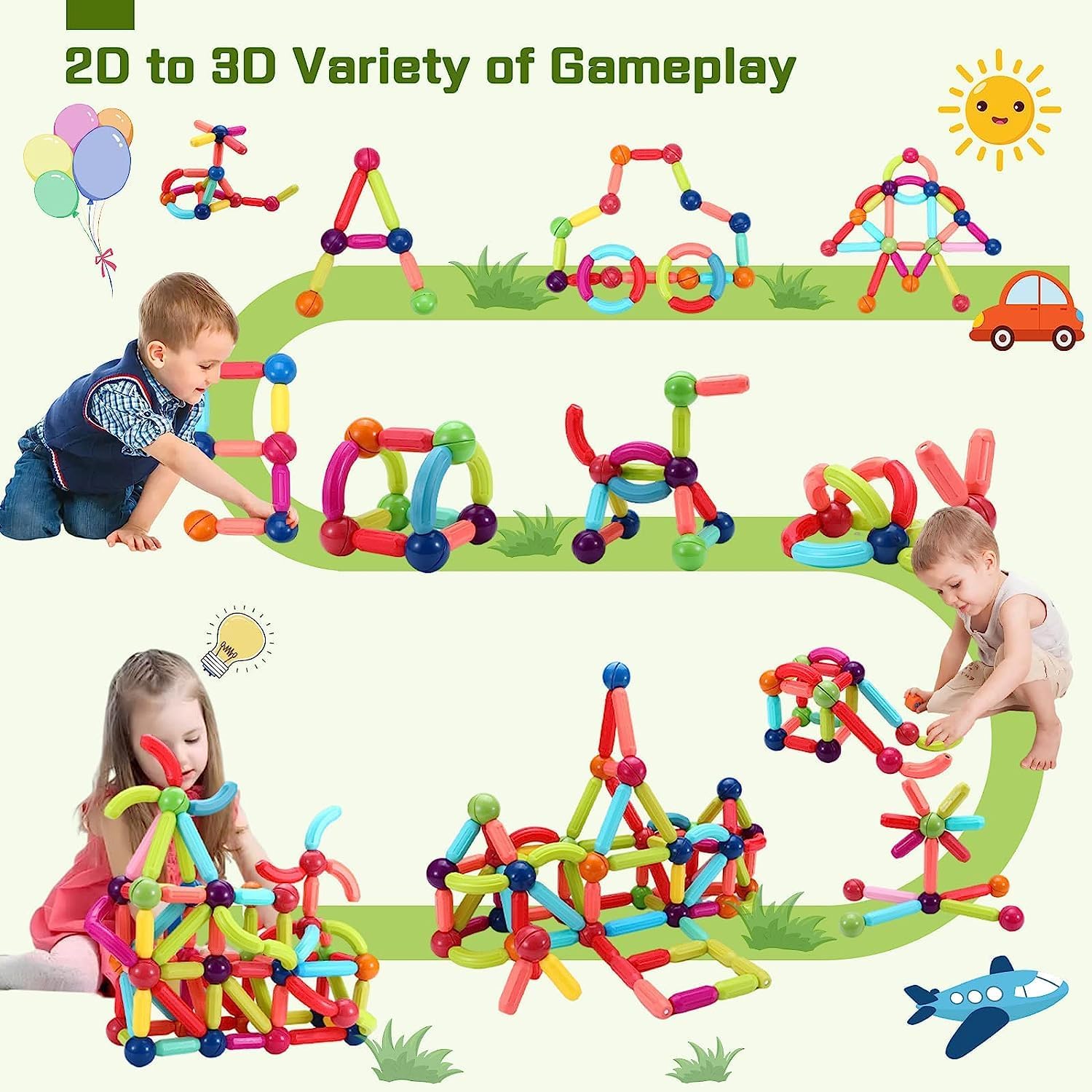 Magnetic Building Sticks Blocks(42 Pcs)