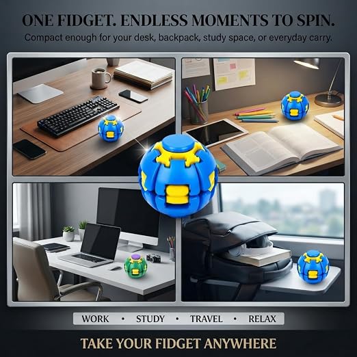 Press to Spin Fidget Ball, 360° Rotating Fidget Spinner Ball