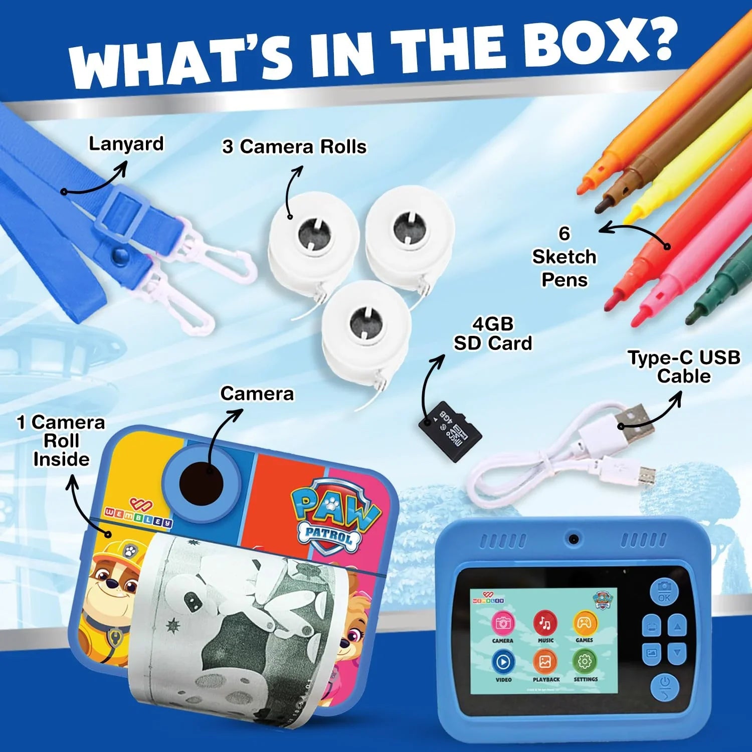 Instant Print Digital Camera for Kids (Paw Patrol)