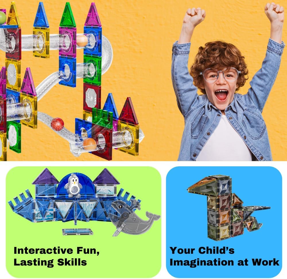 Magnetic Tiles Rolling Ball Building Blocks (100 Pcs)