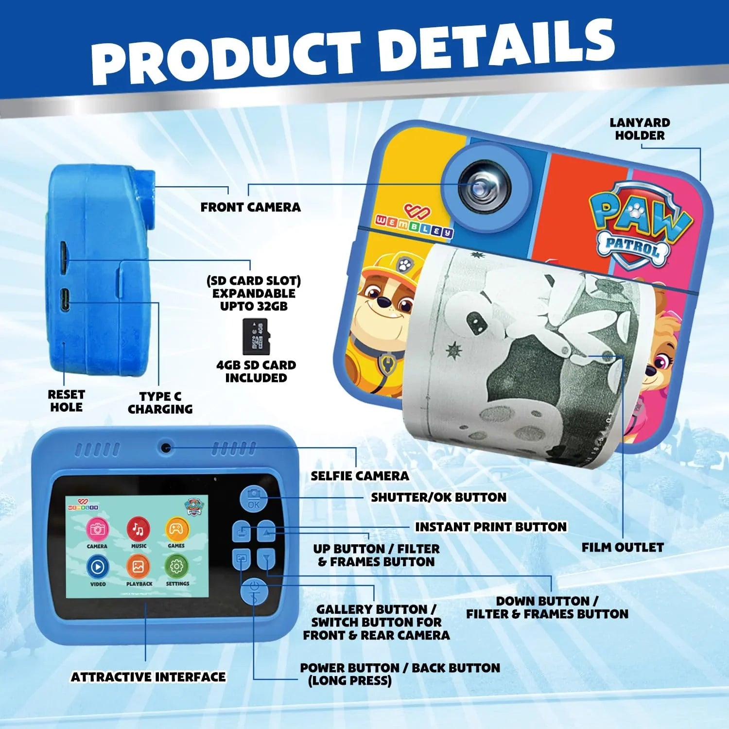 Instant Print Digital Camera for Kids (Paw Patrol)