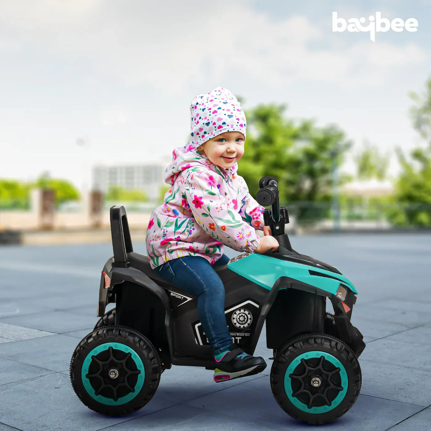 Monster ATV Rechargeable Battery Operated Electric Kids Bike  (ASH / GREEN)