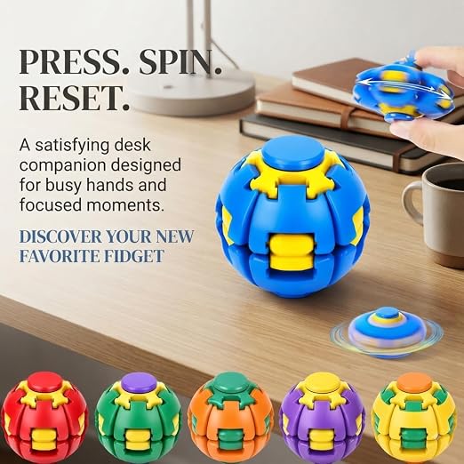 Press to Spin Fidget Ball, 360° Rotating Fidget Spinner Ball