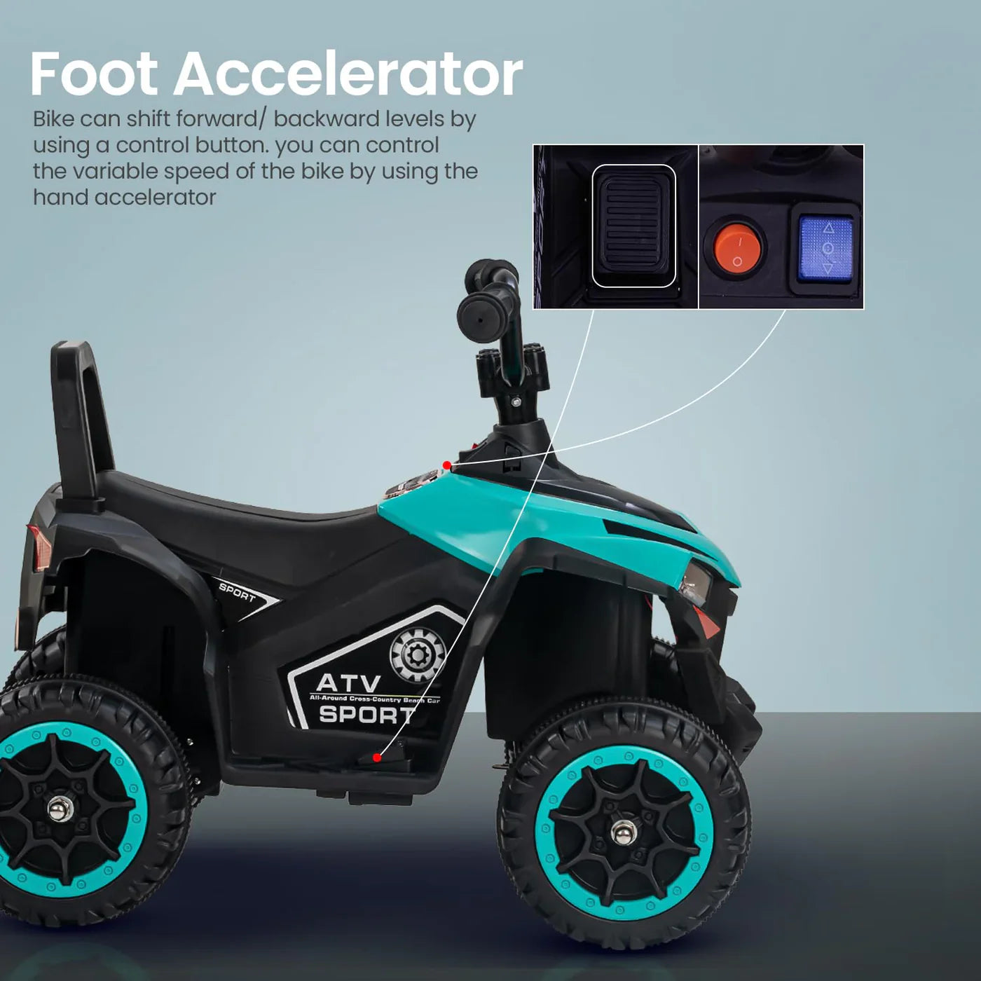 Monster ATV Rechargeable Battery Operated Electric Kids Bike  (ASH / GREEN)