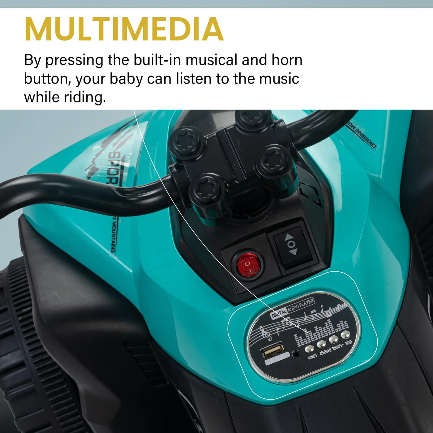 Monster ATV Rechargeable Battery Operated Electric Kids Bike  (ASH / GREEN)