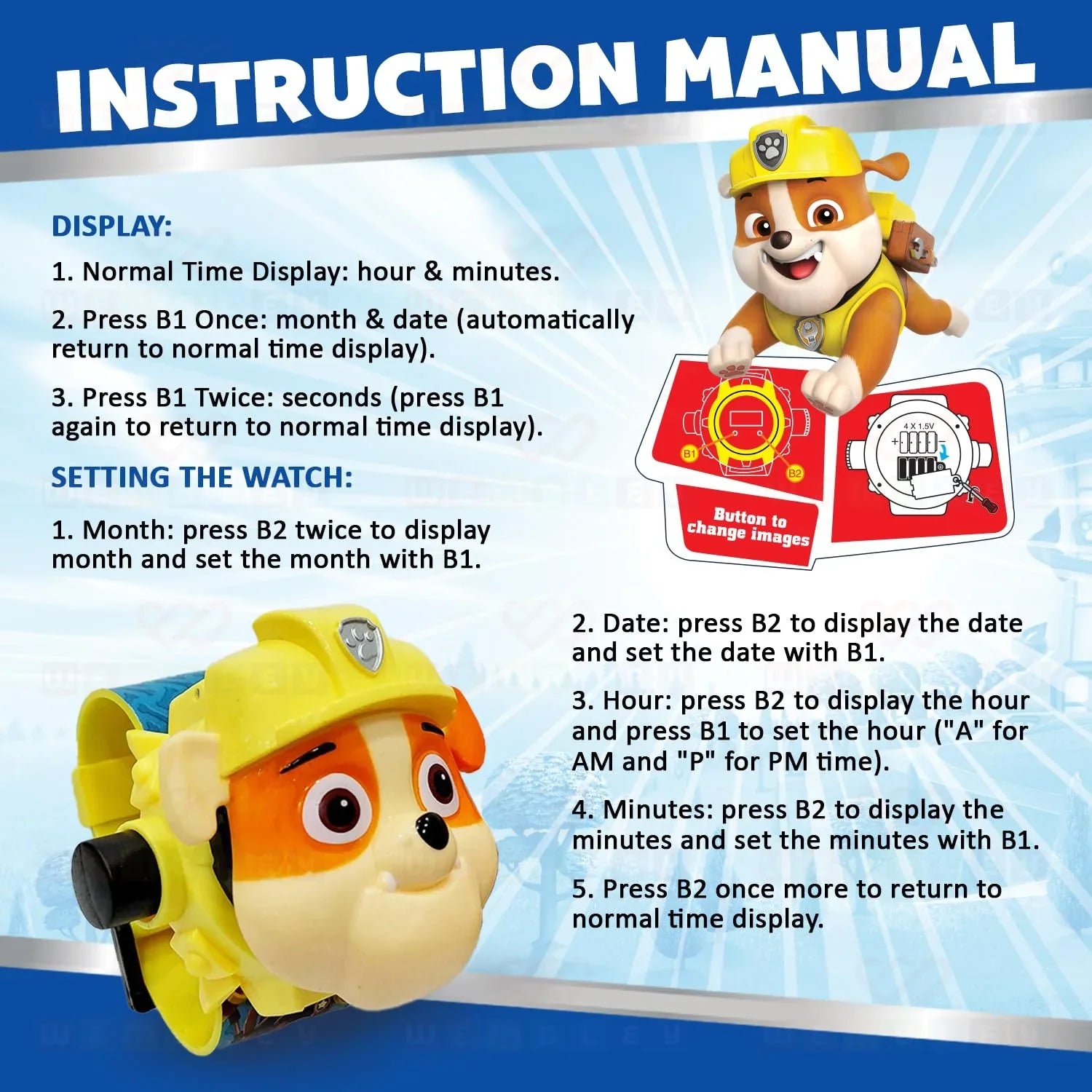 Paw Patrol Digital Projector Watch (Rubble)
