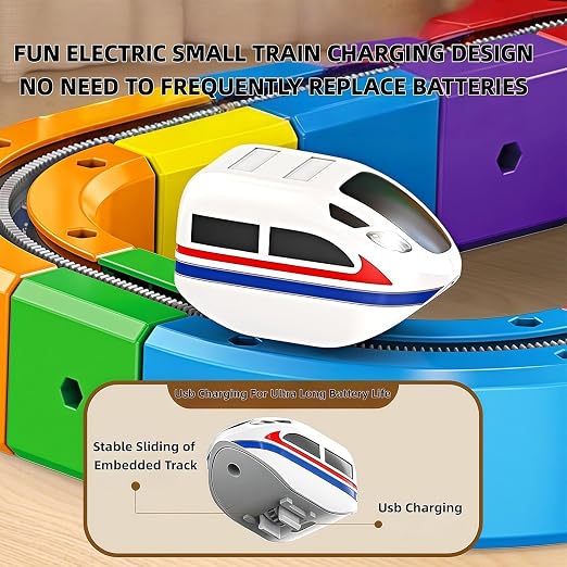 81 Pcs Magnetic Train Track Set,Electric Train Set Building Toy Train Track Gravity-Defying STEM Learning Fun Gift