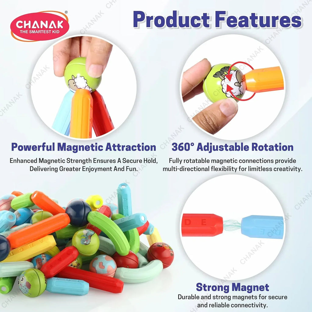 64 Pcs Colorful Magnetic Sticks