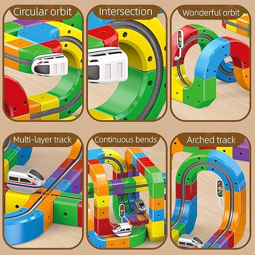81 Pcs Magnetic Train Track Set,Electric Train Set Building Toy Train Track Gravity-Defying STEM Learning Fun Gift