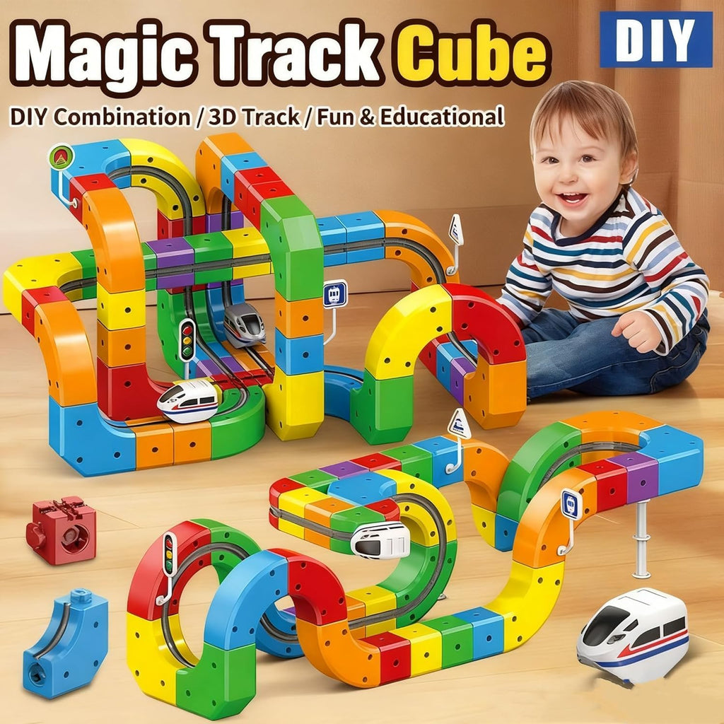 81 Pcs Magnetic Train Track Set,Electric Train Set Building Toy Train Track Gravity-Defying STEM Learning Fun Gift