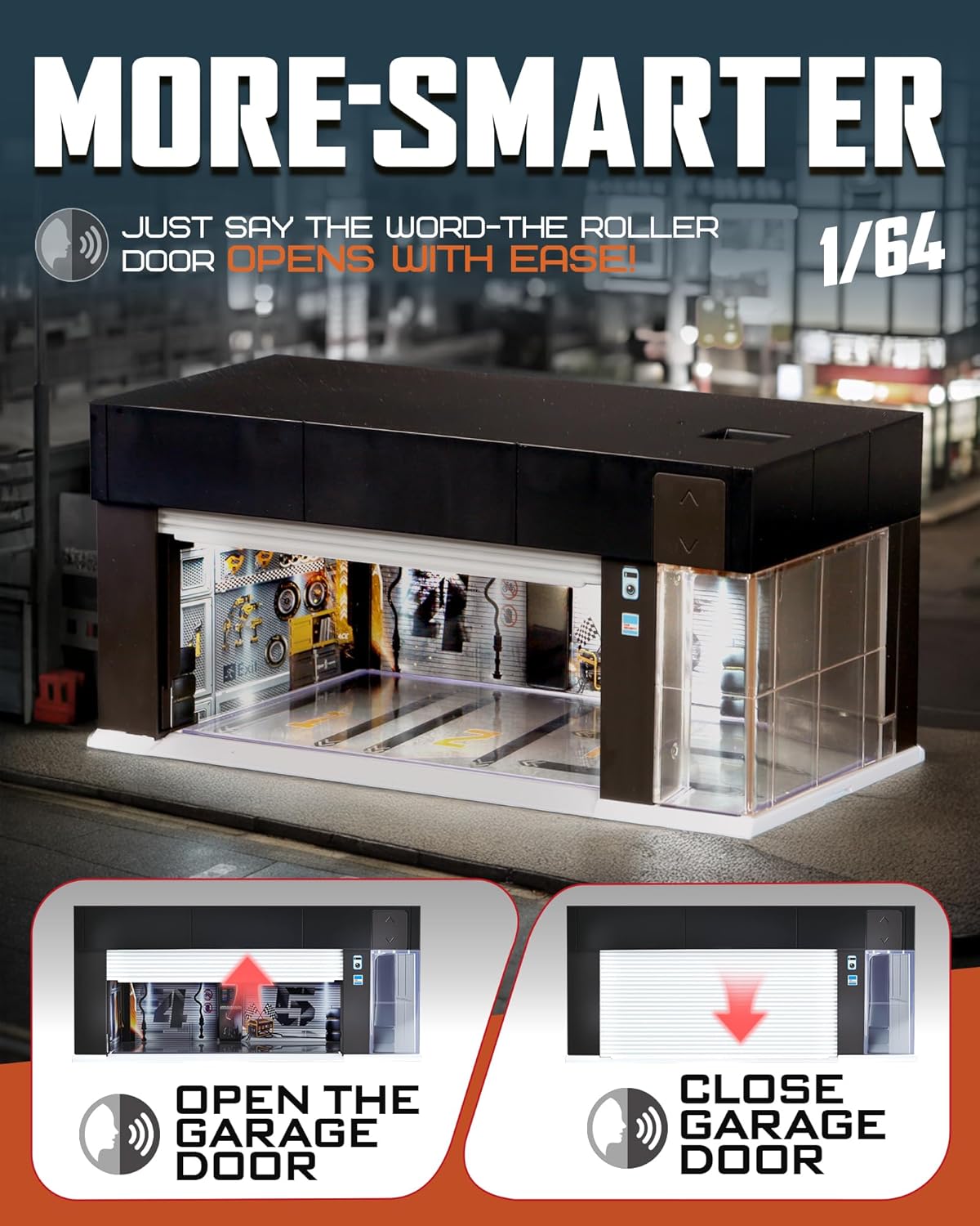 1/64 Scale Diecast Display Case for Hot Wheel Storage with voice control