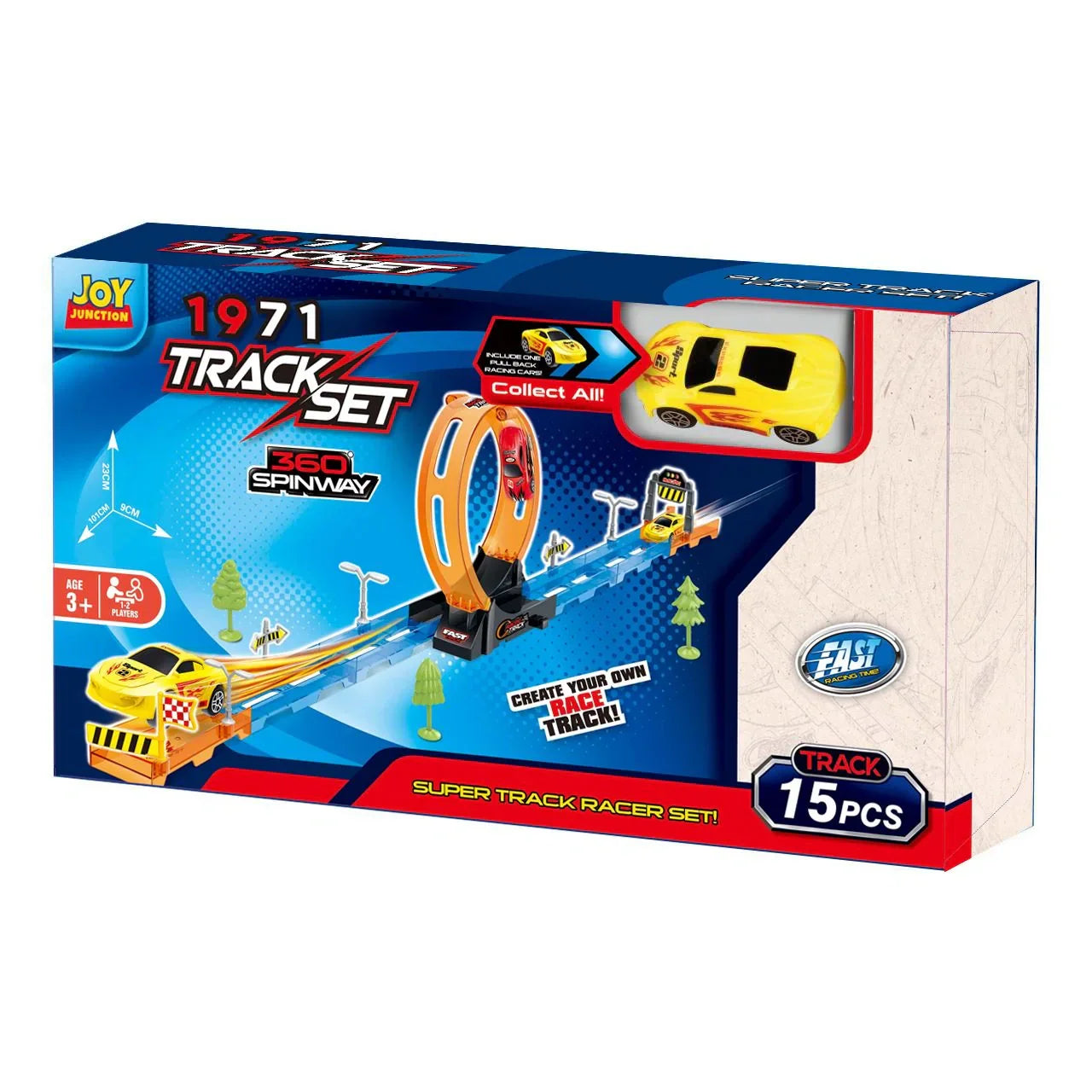 Track Set 15PC  with 360° Loops, Ramps & Checkpoints for Kids