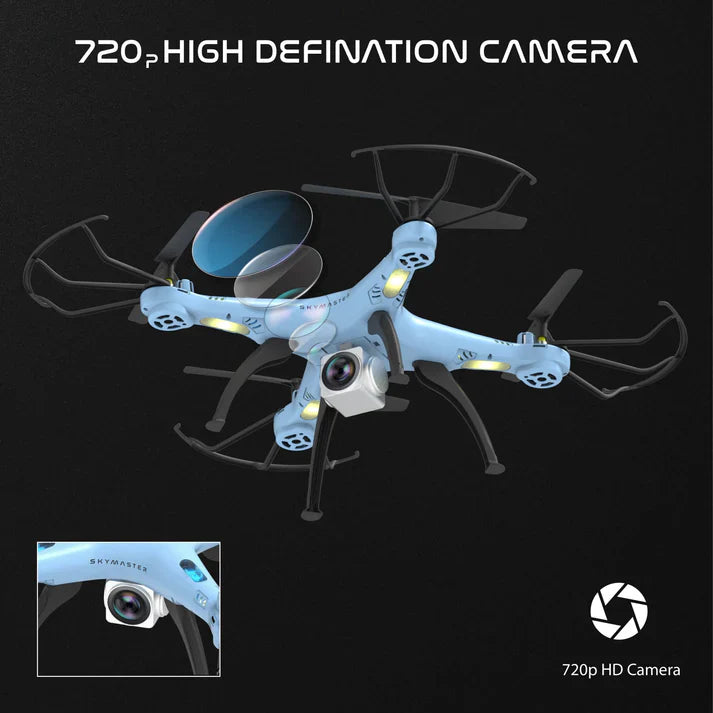 Skymaster Pro Drone with 720p HD Camera- Navy Blue