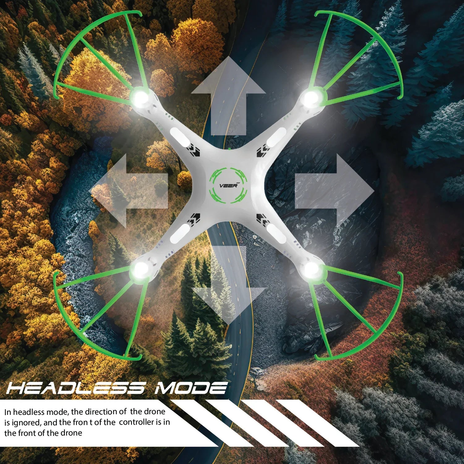 VEER 360-GREEN Altitude Holding Drone-Double Battery Double Fun