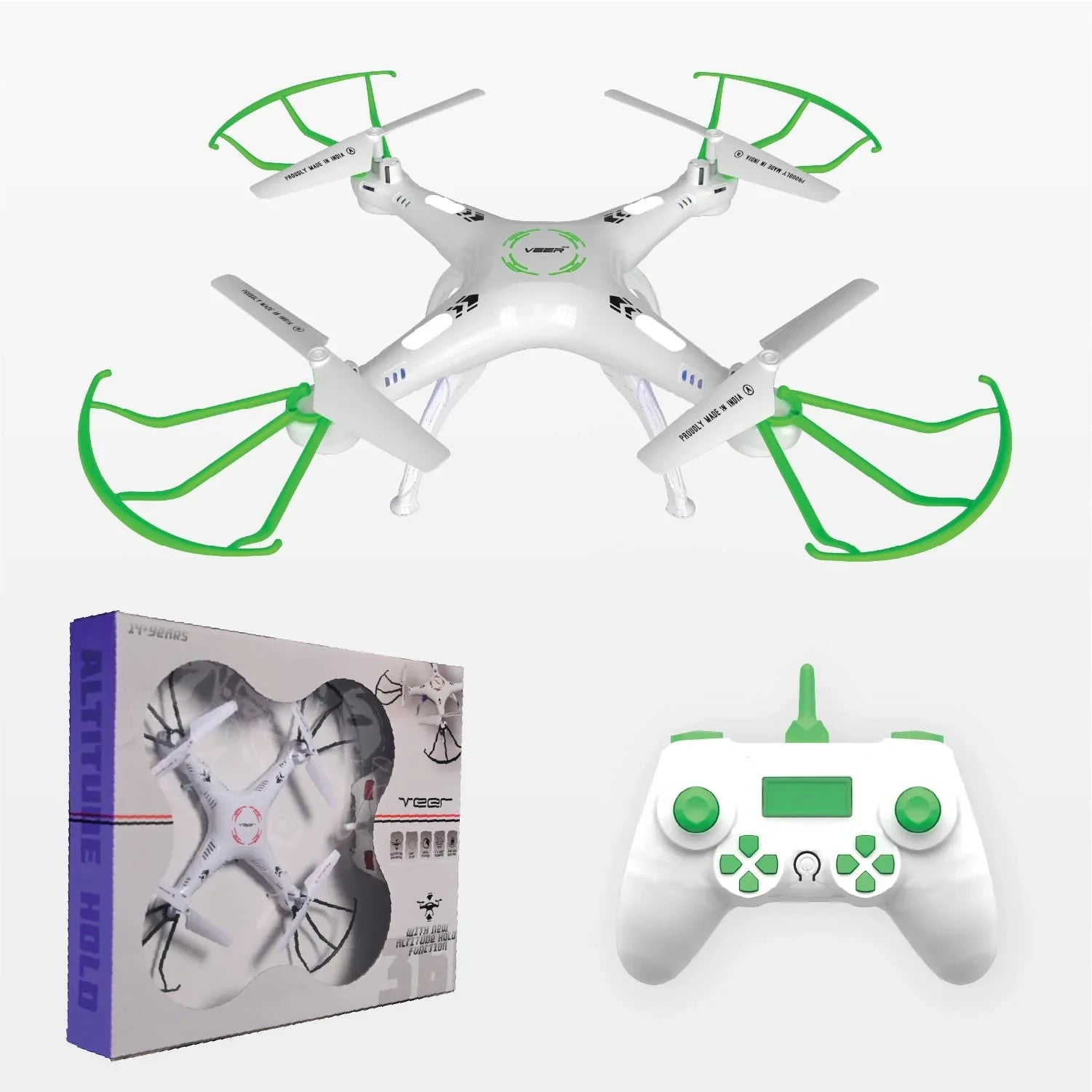 VEER 360-GREEN Altitude Holding Drone-Double Battery Double Fun