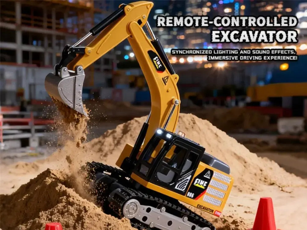 1:64 Scale Mini RC Excavator | Alloy Bucket | 270° Rotation | App Control | Lights & Sound